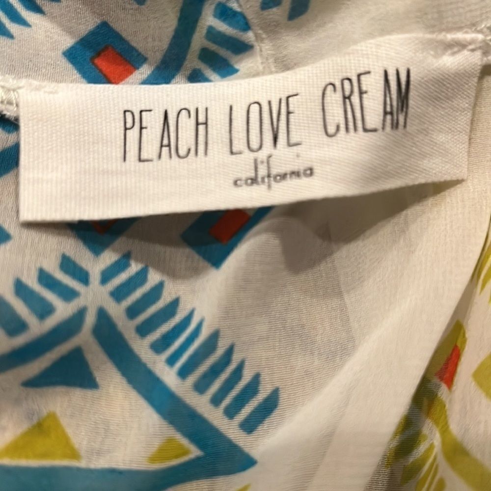 Peach Love California Aztec Geometric Kimono Sheer Ivory Chiffon Boho USA M - Picture 9 of 11